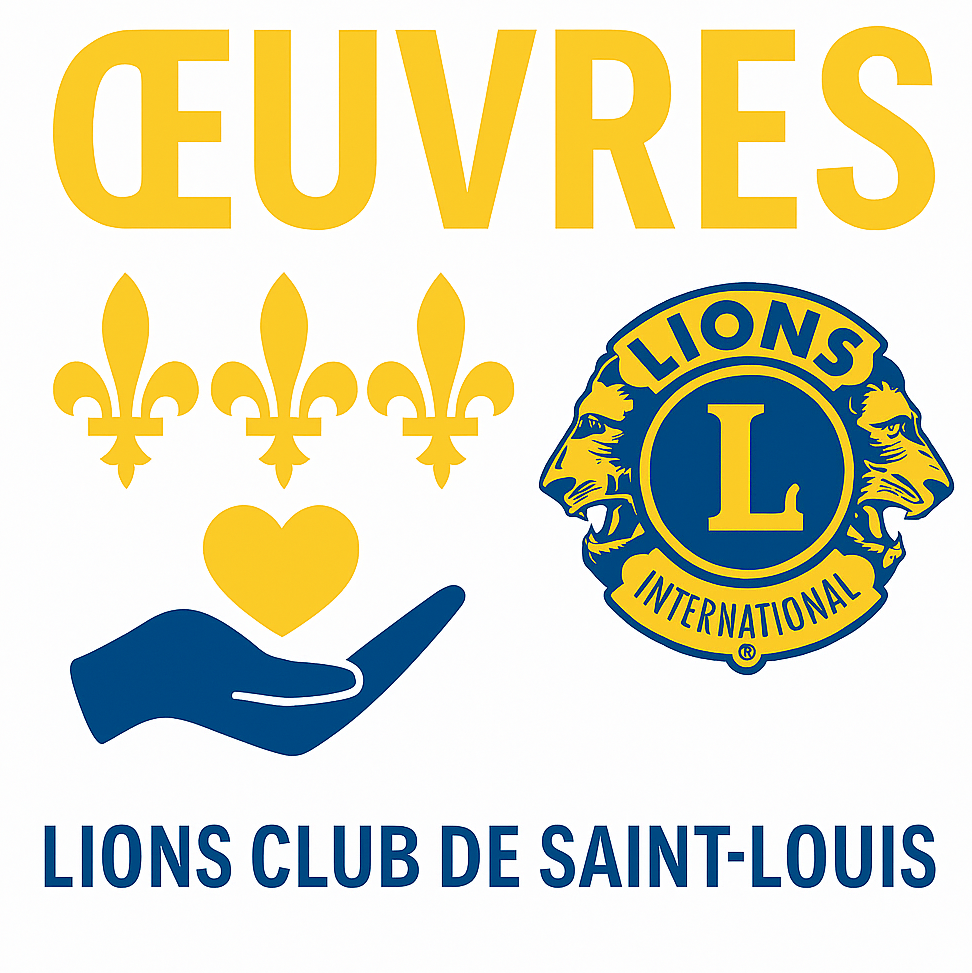 logo oeuvres Visuel des oeuvres du Lions Club de Saint-Louis, avec une main tendue portant un cœur et le logo Lions International.